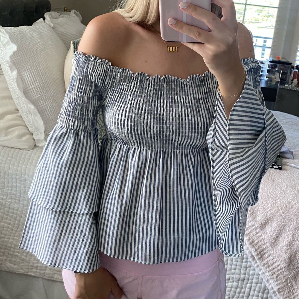 Paper Heart off the shoulder striped top size S